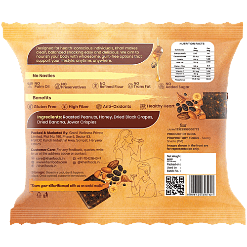 Khari Foods Honey & Fruits Mini Snack Bar, 100 g (Pack of 5) Vegan, No Added Sugar & Palm Oil