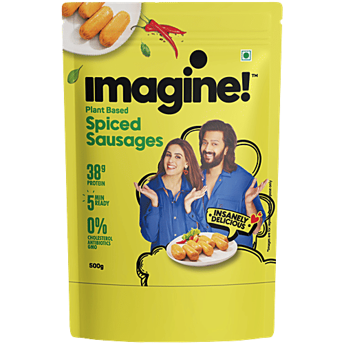 Imagine Plant Based Spiced Sausages, 500 g  38g Protein, 5 Min Ready, 0% GMO, 0% Cholestrol