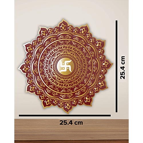 Mad Over Print Brown Mandala Backdrop With Swastik, 1 pc MDF, Backdrop, Swastik