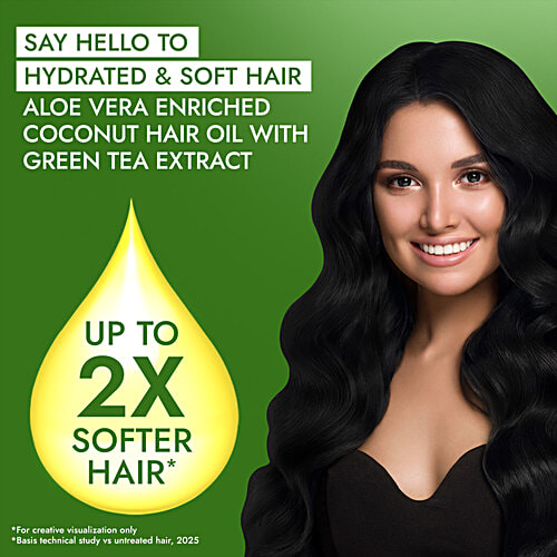 Parachute Advansed Aloe Vera Enriched Coconut Hair Oil With Green Tree Extract, 300 ml  For Hydrated & Soft Hair, No Silicones, Dermatologically Tested