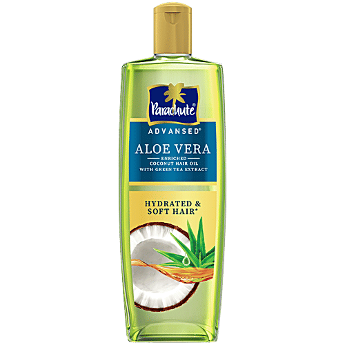 Parachute Advansed Aloe Vera Enriched Coconut Hair Oil With Green Tree Extract, 300 ml  For Hydrated & Soft Hair, No Silicones, Dermatologically Tested