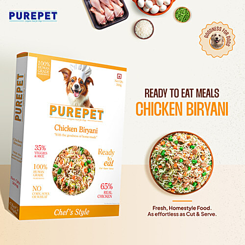 Purepet Chicken Biryani Dog Food, 300 g  Ready to Eat, No Corn, No Soya, No Wheat, 65% Real Chicken