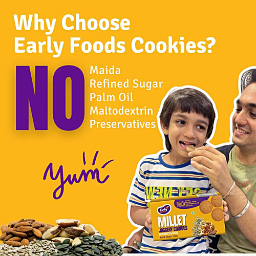 Early Foods Dryfruits & Seeds Millet Jaggery Cookies, 86 g  No Maida, No Refined Sugar, No Additives