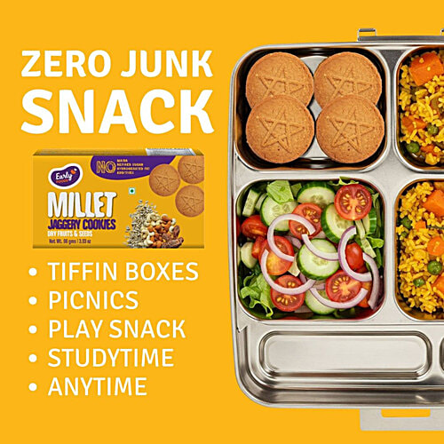 Early Foods Dryfruits & Seeds Millet Jaggery Cookies, 86 g  No Maida, No Refined Sugar, No Additives
