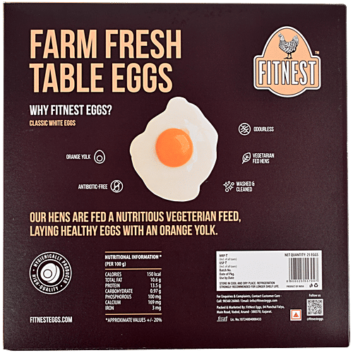 Fitnest Eggs Classic White Eggs, 25 pcs  