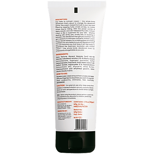 Ayuvya Imfresh Honey Oudh Whole Body Deodorant Cream, 50 g  Alcohol & Paraben Free