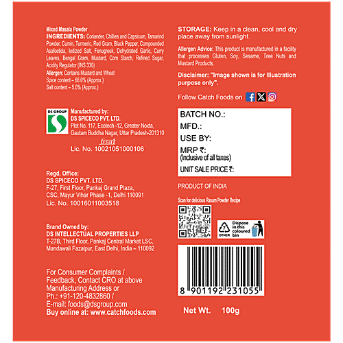 Catch Rasam Powder, 100 g Delivers Rich Aroma & Traditional Taste