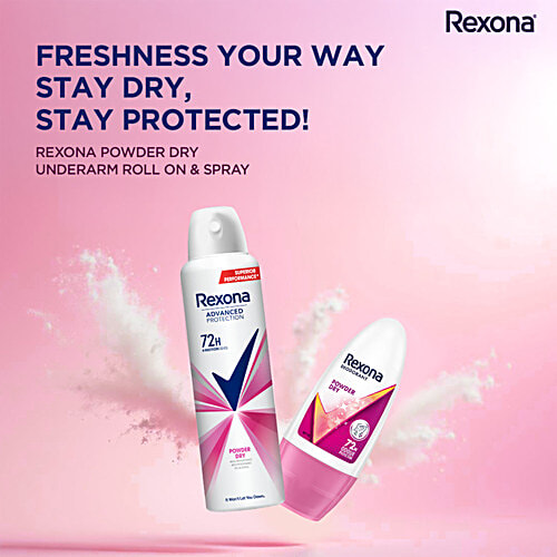 Rexona-Deo Powder Dry Deodorant Spray + Roll-On - 72H Odour Protection, 2 pcs (200ml + 50ml) 