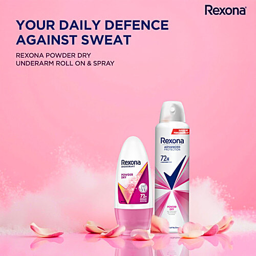 Rexona-Deo Powder Dry Deodorant Spray + Roll-On - 72H Odour Protection, 2 pcs (200ml + 50ml) 