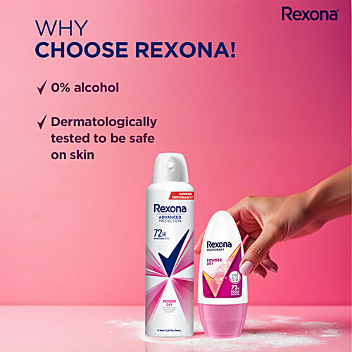 Rexona-Deo Powder Dry Deodorant Spray + Roll-On - 72H Odour Protection, 2 pcs (200ml + 50ml) 