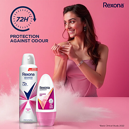Rexona-Deo Powder Dry Deodorant Spray + Roll-On - 72H Odour Protection, 2 pcs (200ml + 50ml) 