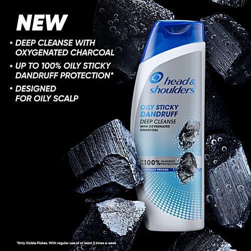 Head & Shoulders Deep Cleanse Anti-Dandruff Shampoo With Oxygenated Charcoal, 340 ml For Oily Scalp