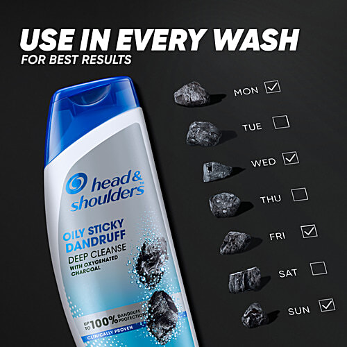 Head & Shoulders Deep Cleanse Anti-Dandruff Shampoo With Oxygenated Charcoal, 340 ml For Oily Scalp