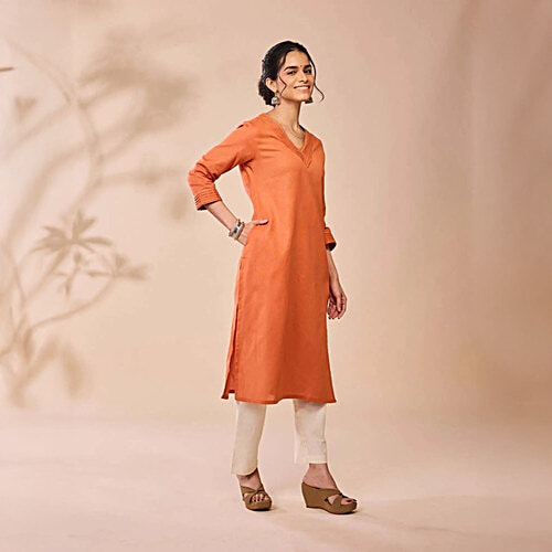 Daali Rust Cotton Regular Fit Kurtas, 1 pc (Size - XL)