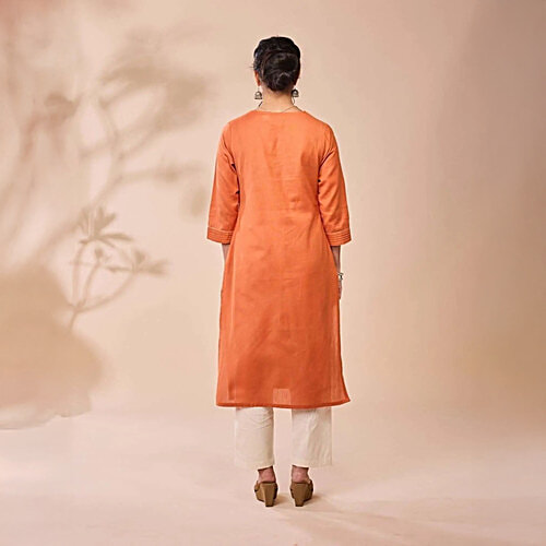 Daali Rust Cotton Regular Fit Kurtas, 1 pc (Size - XL)