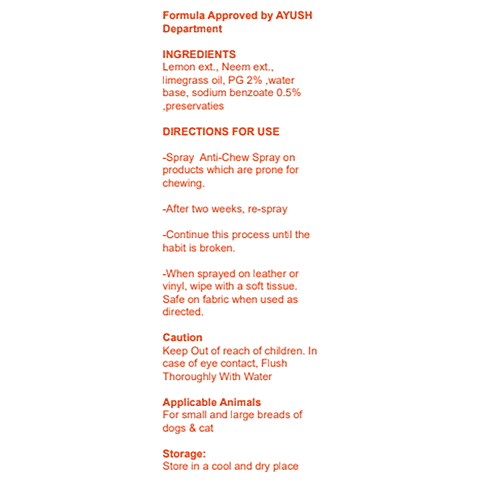 Nootie Anti Chew Spray, 250 ml Stop Biting & Chewing for Dogs & Puppies