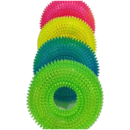 Nootie Spiky Ring Teething Toy For Dogs - Assorted Colour, 1 pc Chew-Resistant Rubber Toy for Healthy Gums & Teeth, Interactive & Durable Dog Chew Toy
