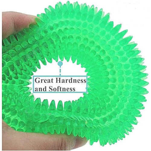 Nootie Spiky Ring Teething Toy For Dogs - Assorted Colour, 1 pc Chew-Resistant Rubber Toy for Healthy Gums & Teeth, Interactive & Durable Dog Chew Toy