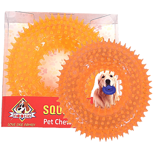 Nootie Spiky Ring Teething Toy For Dogs - Assorted Colour, 1 pc Chew-Resistant Rubber Toy for Healthy Gums & Teeth, Interactive & Durable Dog Chew Toy