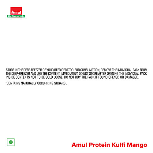 Amul Mango Flavour Protein Kulfi, 60 ml (Pack of 4) Lactose Free, Zero Added Sugar, Prebiotic, Probiotic