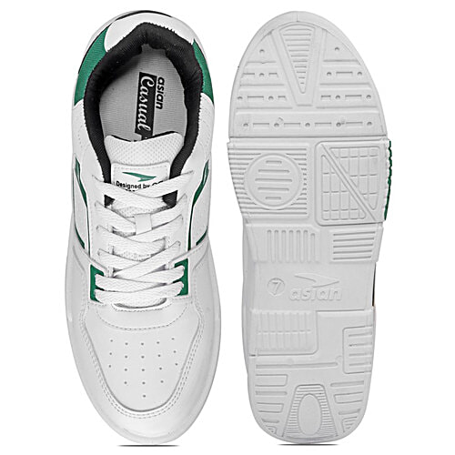 Asian Footwear Mexico-02 Men's Sneakers - White & Green, 1 Pair (UK/IND - 7) Perfect for Daily Wear, Comfort & Style