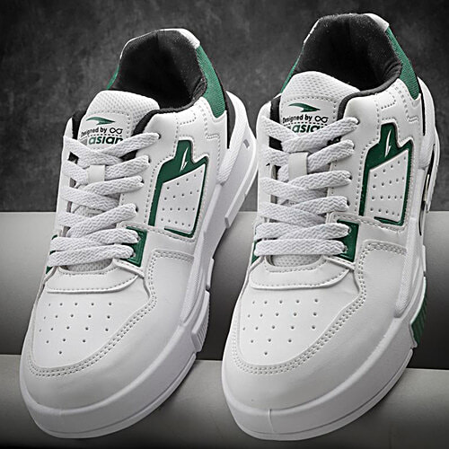 Asian Footwear Mexico-02 Men's Sneakers - White & Green, 1 Pair (UK/IND - 9) Perfect for Daily Wear, Comfort & Style