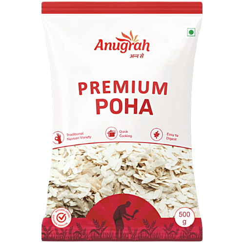 Anugrah Premium Navsari Poha, 500 g Quick Cooking, Easy to Digest