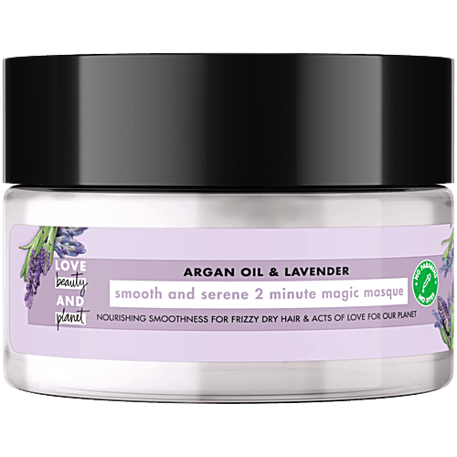 Love Beauty & Planet Argan Oil & Lavender Hair Mask - Anti-Frizz, 200 ml  Smooth and Serene 2-minute Magic Masque