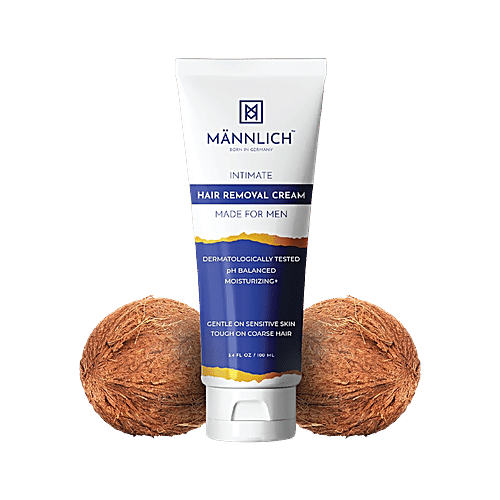 Mannlich Intimate/Private Hair Removal Cream For Men, 100 ml Dermatologically Tested, pH Balanced, Moisturizing, Gentle On Sensitive Skin