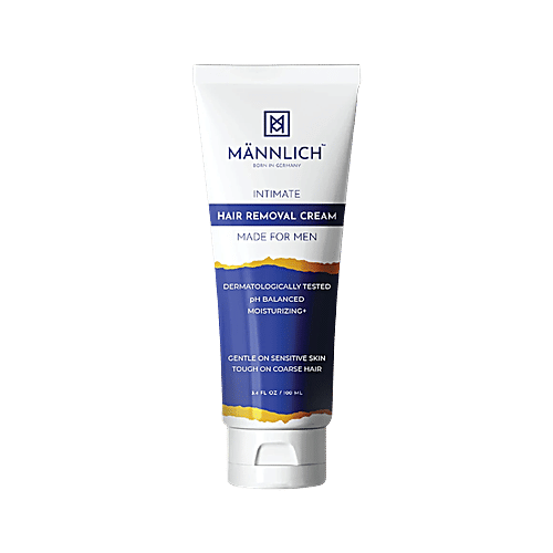 Mannlich Intimate/Private Hair Removal Cream For Men, 100 ml Dermatologically Tested, pH Balanced, Moisturizing, Gentle On Sensitive Skin