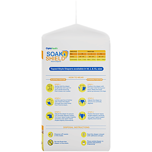 Soak Shield Tape Style Adult Diapers - M, 10 pcs