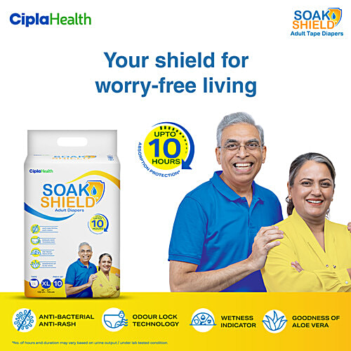 Soak Shield Tape Style Adult Diapers - L, 10 pcs