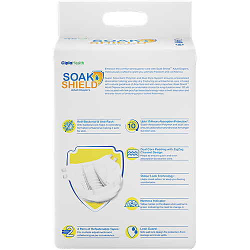 Soak Shield Tape Style Adult Diapers - XL, 10 pcs
