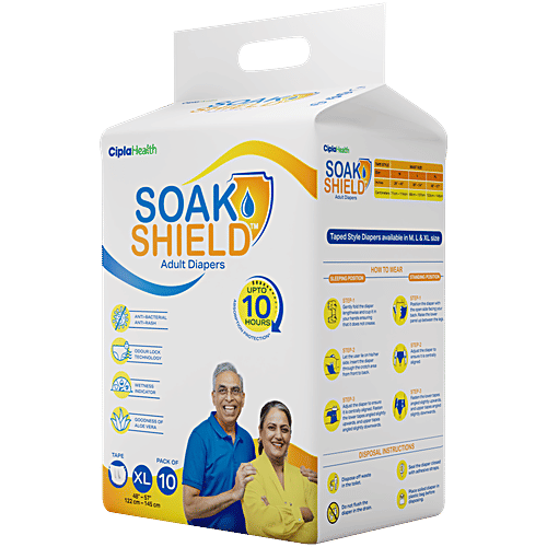 Soak Shield Tape Style Adult Diapers - XL, 10 pcs