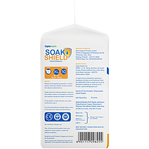 Soak Shield Tape Style Adult Diapers - XL, 10 pcs