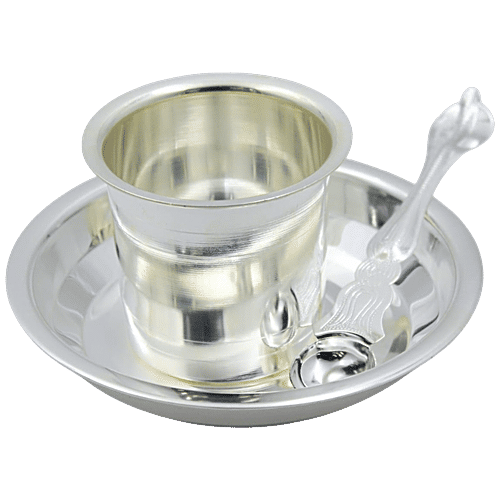 Ojas Pure Silver Plated Taman Ancharan Palli Panchapatra Set, 3 pcs