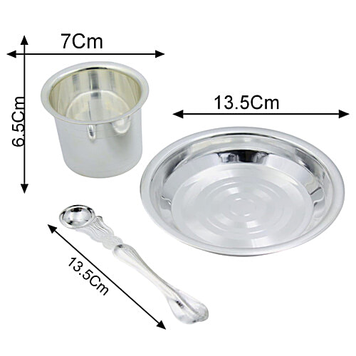 Ojas Pure Silver Plated Taman Ancharan Palli Panchapatra Set, 3 pcs