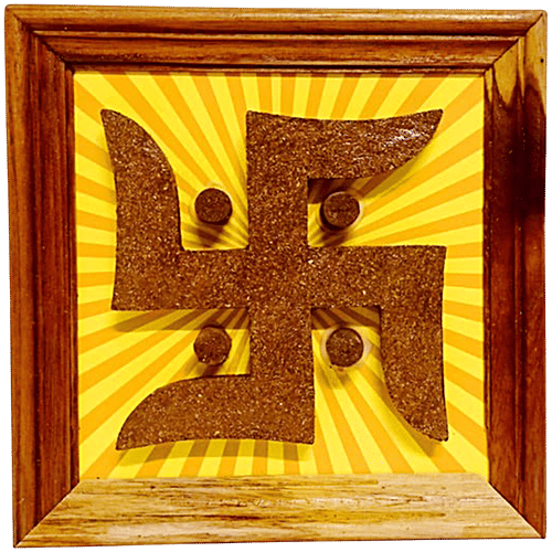 Mangal Bhavan Handcrafted Cow Dung Swastik Wall Hanging Frame, 1 pc  