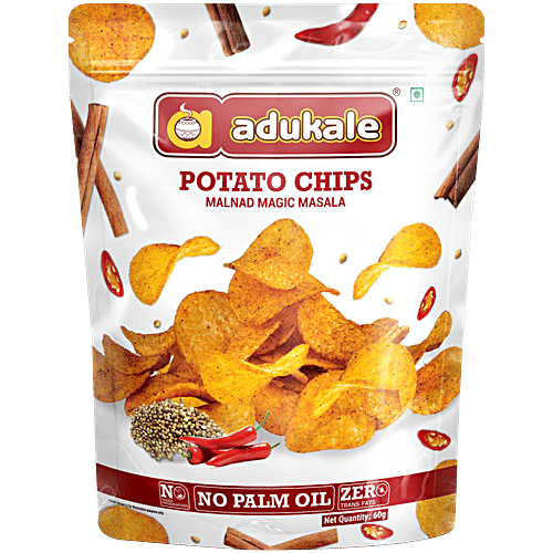 Adukale Malnad Magic Masala Potato Chips, 60 g No Palm Oil