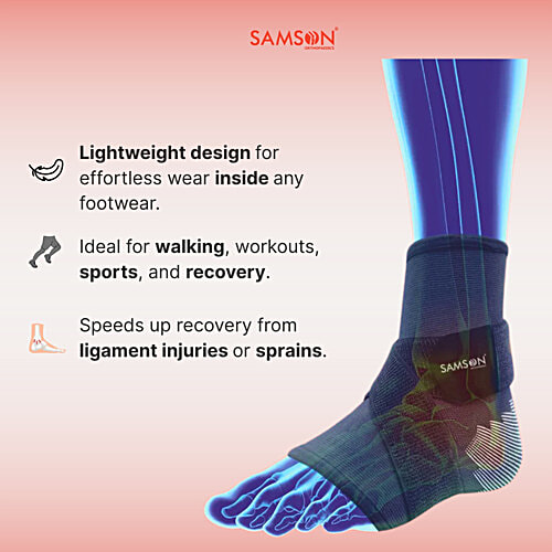 Samson Ankle Support With Binder - Large, 1 pc For Gym & Pain Relief