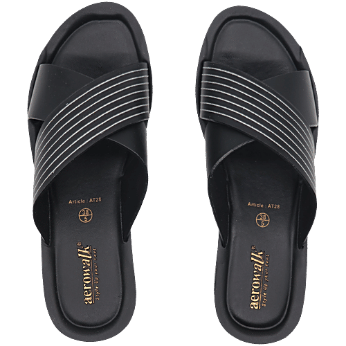 Aerowalk AT28 Women's Casual Black Slippers, 1 Pair (EU-36/IND-3)