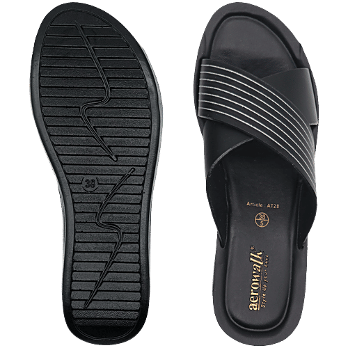 Aerowalk AT28 Women's Casual Black Slippers, 1 Pair (EU-36/IND-3)