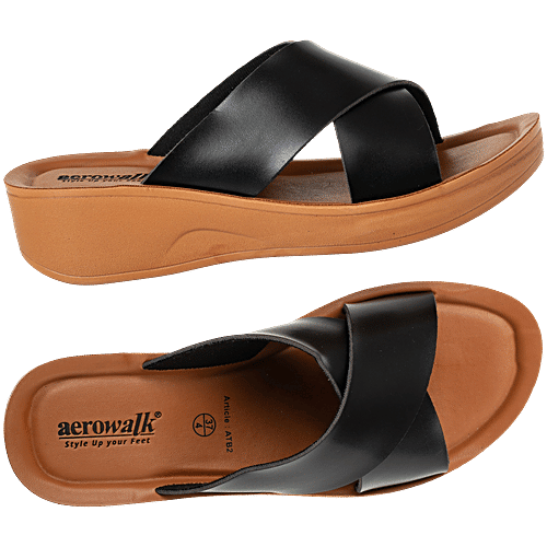 Aerowalk ATB2 Women's Black Wedges, 1 Pair (EU-40/IND-7) For Daily Use
