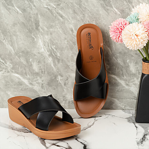 Aerowalk ATB2 Women's Black Wedges, 1 Pair (EU-40/IND-7) For Daily Use