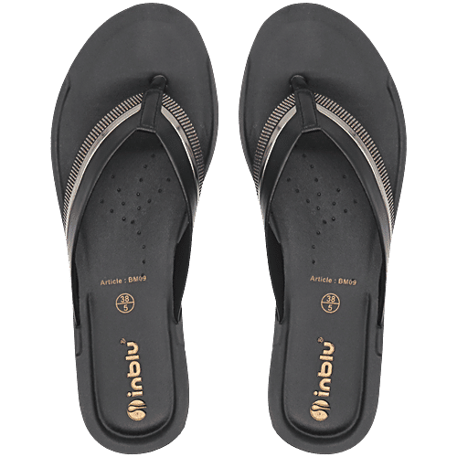 Inblu BM09 Women's Casual Black Slippers, 1 Pair (EU-38/IND-5)
