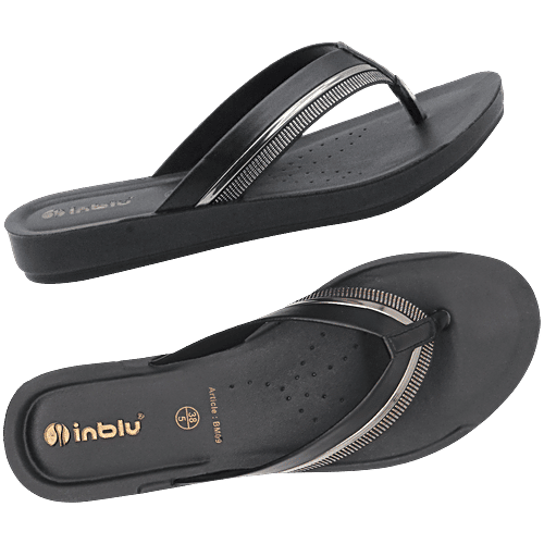 Inblu BM09 Women's Casual Black Slippers, 1 Pair (EU-38/IND-5)