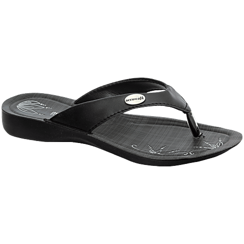Aerowalk GE15 Women's Casual Black Slippers, 1 Pair (EU-37/IND-4) For Daily Use