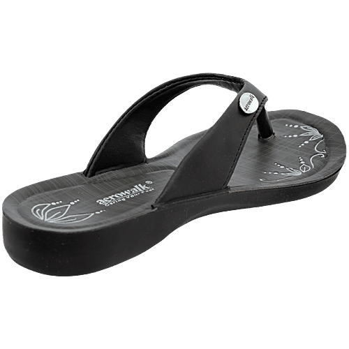 Aerowalk GE15 Women's Casual Black Slippers, 1 Pair (EU-41/IND-8) For Daily Use