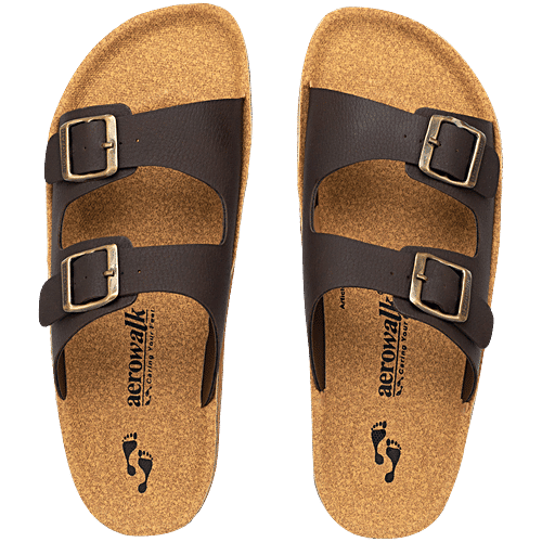 Aerowalk KC71 Men's Casual Slippers - Brown & Beige, 1 Pair (EU-45/IND-11) For Daily Use