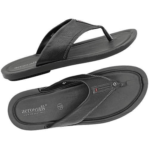 Aerowalk NV58 Men's Casual Black Slippers, 1 Pair (EU-40/IND-6) For Daily Use